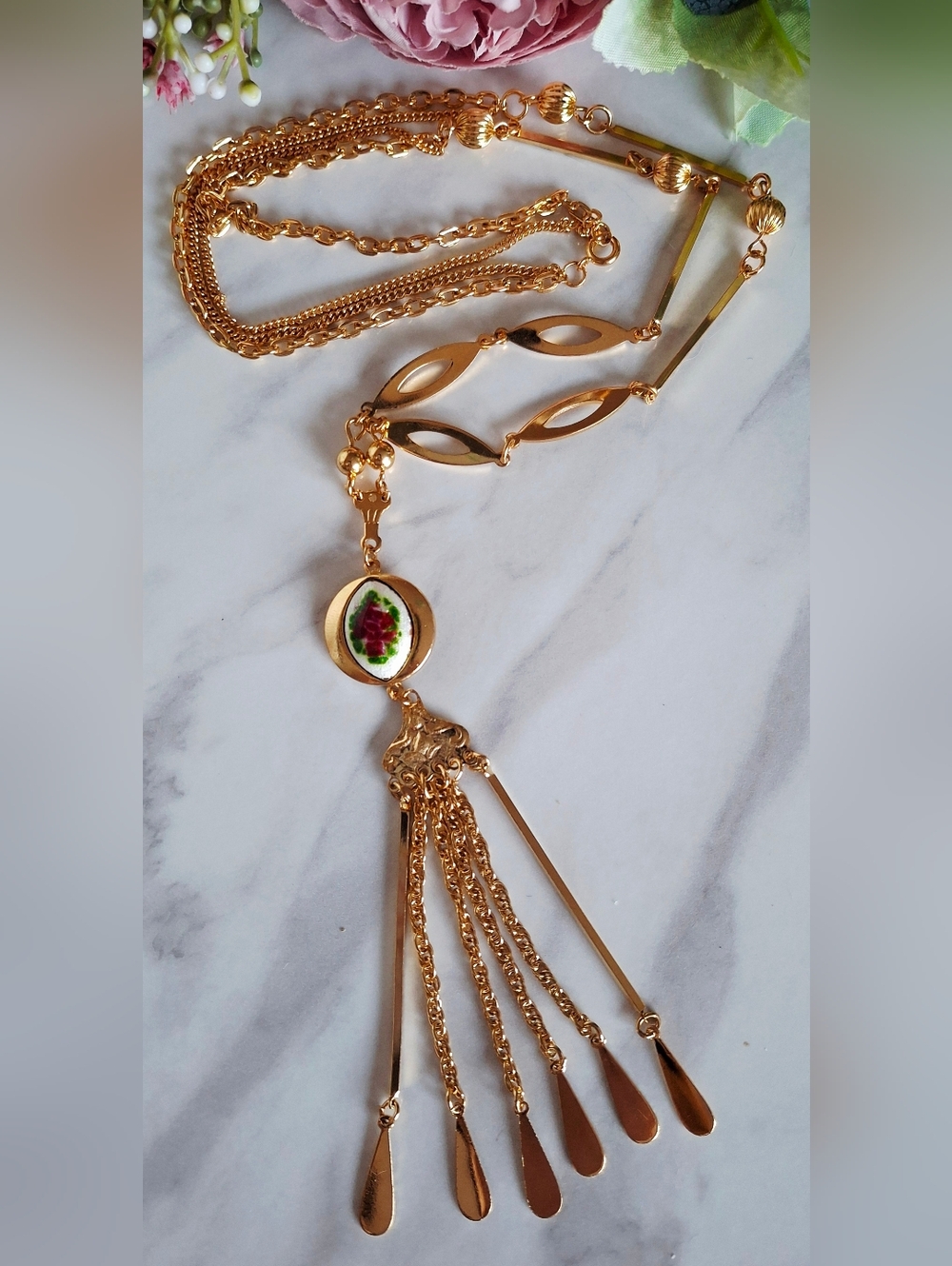 Vintage 80s 🌸✨️Beautiful Bohemian Floral Necklace